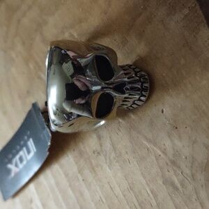INOX Size  10 Polished Silver Jawless Skull Ring